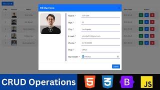 Complete CRUD Operations using HTML CSS Bootstrap v5 and JavaScript Local Storage | CRUD Application