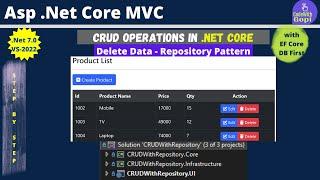 Creating a .NET Core Web Application with Repository Pattern for CRUD Operations | Delete Data