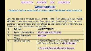 AMRIT VRISHTI fixed deposit scheme of State Bank of India