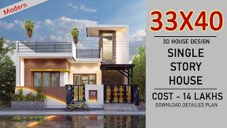 33x40 Feet Beautiful House Plan  | 1320 Square feet | 33*40 House Design 3D | 33by40 House Plan