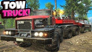 We Used MASSIVE TOW TRUCK to Rescue Our Vehicles in Snowrunner Mods!