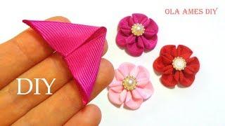 Невероятно Простые и Милые ЦВЕТЫ из ЛЕНТКанзаши/ DIY Ribbon Flowes/ Flower Making/Kanzashi/Ola ameS