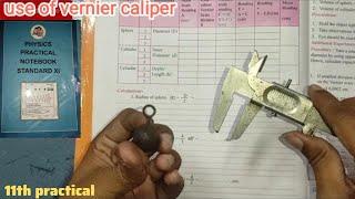 class 11th physics practical || use of vernier caliper #11thphysics