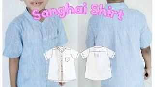 Tutorial Jahit Kemeja Kerah Sanghai Anak.