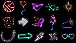 Neon Elements contains variety of Signs & Shapes  | Graphic Pack 60 pcs.  Free Download.