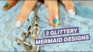 How To Do Glittery Mermaid Nail Art (Fish Scale Stencils)