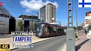 Tampere 4K City Center Summer Walk 2024 - the Most Populous inland City in Nordic countries.