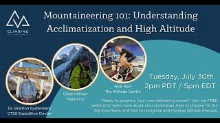 Mountaineering 101: High Altitude & Acclimatization - CTSS Webinar