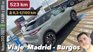 Viaje 523 km ida y vuelta Madrid-Burgos Nuevo DS3 2023 con 156 cv y 54 kWh | Test Drive