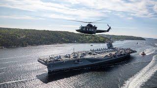 USS Gerald R. Ford Sailing Past Oscarsborg Fortress - Oslofjord, Norway, 2023