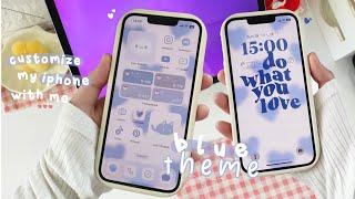 CUSTOMIZE MY IPHONE 13 WITH ME (free & with links) how I make my phone aesthetic  BLUE THEME 🫐