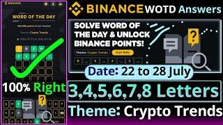 Binance Crypto Trends WOTD | Binance New WODL Answers Today | All Letters Word of the day