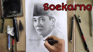 Lukisan simple wajah SOEKARNO pakai serbuk oyan