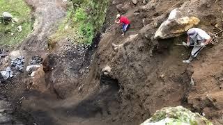 Amazing miners..!!! Drop a large rocks from a cliff