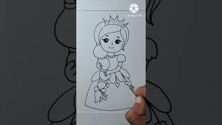 Shorts #beautiful #girl #drawing #little #queen #viralvideo #reels #easy #tutorial ..