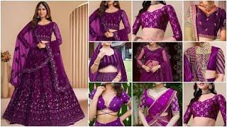 Latest Purple Lehenga Blouse Designs 2024 |Purple Colour Lehenga Blouse Designs | Purple Lehenga