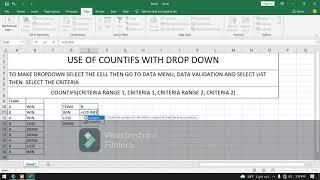 countifs with drop down list