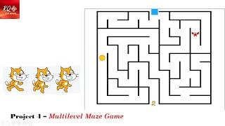 Project 4 - Multi-level Maze Game In Scratch | maze |  scratch |  knowledgequotient |  scratchgame |