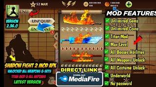 shadow fight 2 mod apk max level 52 unlimited money latest version media fire - Unlocked All things