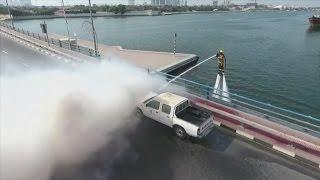 Dubai firefighters launch water jetpack