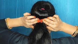 Hairstyle Girls Juda With क्लचर  Simple Juda Hairstyle For Saree F Home/Easy Hairstyle Medium Hair