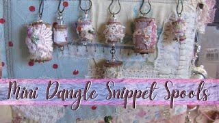 Mini Dangle Snippet Spools. Using scrap fabric.