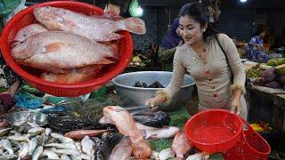 Market show: Yummy red fishes and snake head fish cooking - Countryside Life TV