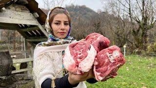 Village Style Cooking of Lamb Neck and Beans Pilaf Recipe  IRAN Cuisine