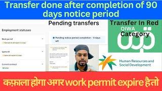 Qiwa transfer 90 days notice period | pending transfer in absher by new employer| work permit expire