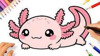 CÓMO DIBUJAR UN AJOLOTE KAWAII | AXOLOTL