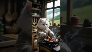 cats eating health food.#ai#cat#catcooking#contryside#soundsad#fried#cooking#life#shortvideo#shots