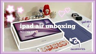 ipad air 13” (purple 🪻) aesthetic unboxing  | apple pencil pro + accessories