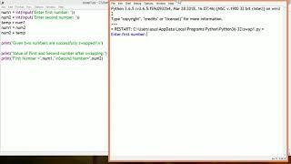 Swap two numbers with three different methods using Python code