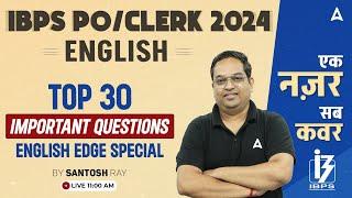 IBPS PO & Clerk 2024 | Top 30 Important Questions | English By Santosh Ray