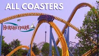 All Coasters at Hershey Park + On-Ride POVs - Front Seat Media