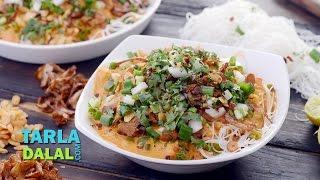 Burmese Khowsuey, Veg Burmese Khow Suey Recipe by Tarla Dalal