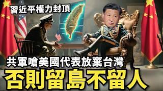 習近平權力封頂⋯擴大掌控中國！共軍怠慢美國代表，嗆放棄保衛台灣，共同抵制台獨？否則留島不留人