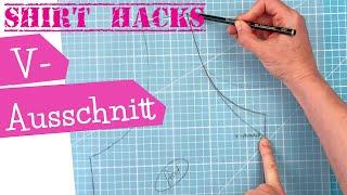 SHIRT HACK: V-Ausschnitt aus Rundhals Ausschnitt konstruieren | Schnittmuster Anleitung | mommymade