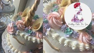 Unicorn Cake with Candy Clay Horn Ears and Eyes