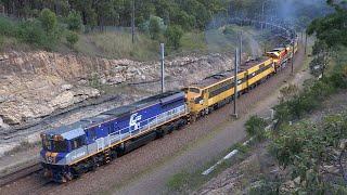 Australian diesel ocomotives CM3302, S317, GM27, BRM001 & G511 - Fassifern bank - March 2015