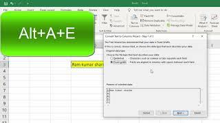 Text to column with short cut key in Microsoft Excel@COMPUTEREXCELSOLUTION