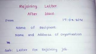 Job application for rejoining of job//Rejoining letter after leave/jsj jesy education