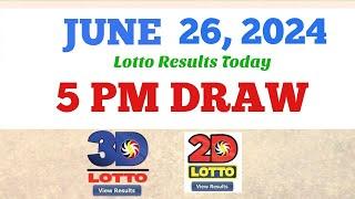 Lotto Result Today 5pm draw June 26, 2024 Swertres Ez2 PCSO#lotto