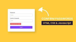 Confirm Password | HTML, CSS & Javascript