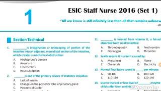 ESIC Staff Nurse Previous year paper | ESIC old paper | ESIC  previous year exam question paper |