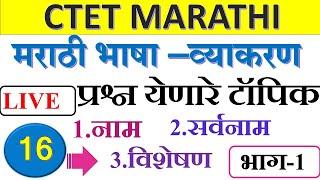 CTET MARATHI GRAMMER | CTET परिक्षेतील मराठी व्याकरण  टॉपिक | नाम ,सर्वनाम ,विशेषण भाग -1 |CTET 2024