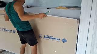 cara potong gypsum board