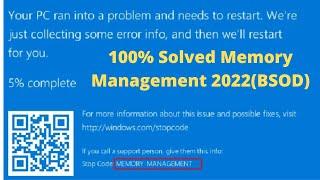 How To Fix Memory Management Blue Screen on Windows 10 |Blue Screen of Death, code-MEMORY MANAGEMENT