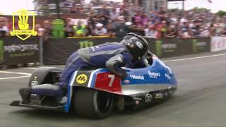 Isle of Man TT - 3 Wheeling - 2016 Sidecar Race 1 Start Line - Restart