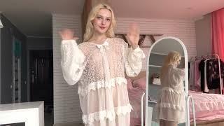 !4K! INCREDIBLE TRANSPARENT BABYDOLL DRESS  ️ HAUL WITH MIRROR VIEW